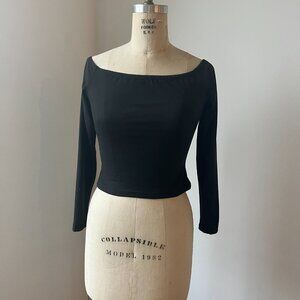Black Off-Shoulder Cotton Lycra Top – Long Sleeve – S